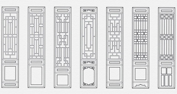 二道常用中式仿古花窗图案隔断设计图